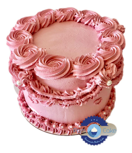 Torta Artesanal Buttercream Rosa Viejo Rosetas Vintage