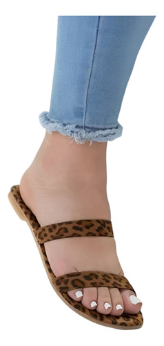 Sandalia 2 Tiras Animal Print Para Dama