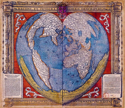 Cuadro Mapa Planisferio Mapamundi De Oronce Fine 1534-1536