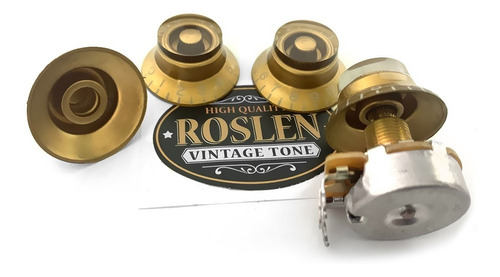 Jogo De 04 Knobs (24 Dentes) Para Pots Cts - Gold Top Hat