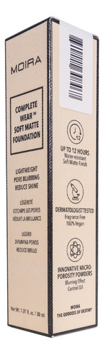Base De Maquillaje Moira Cosmetics Soft Matte Foundation Tono 475C
