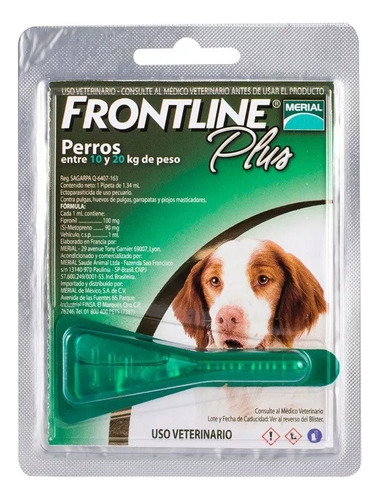 Pipeta Antiparasitario Frontline Plus Perro Entre 10 Y 20 Kg