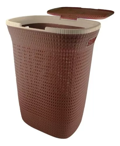 Canasta plastica para ropa sucia 50lt café