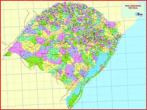 Mapa Estado Rio Grande Sul Politico 117 X Cm Frete Gratis Mercadolivre