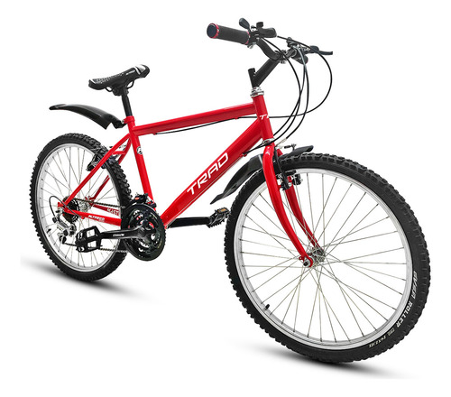 Bicicleta Montaña Mtb R26 Hombre 3x6 Velocidade Freno Vbrake Color Rojo