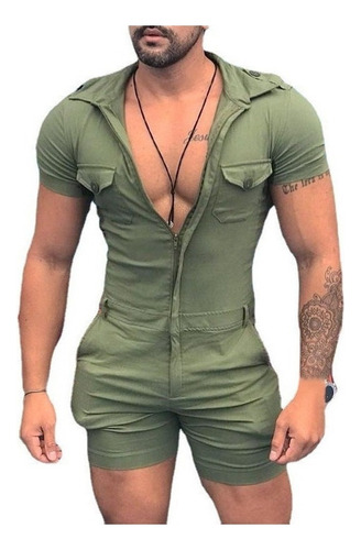 Mono De Verano Masculino Con Pantalones Con Cremallera .