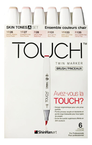 Set De Marcadores Touch Twin Brush 6 Colores Tonos Piel