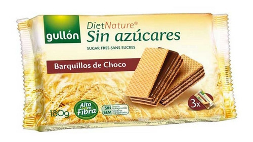 Imagen 1 de 4 de Obleas Chocolate Sin Azúcar Gullon 60 Grs Alto En Fibra X 4u