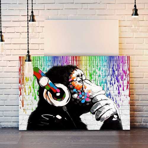Imagen 2 de 9 de Cuadro- Mono Colores 7-ultra Hd-banksy 100x70cm.