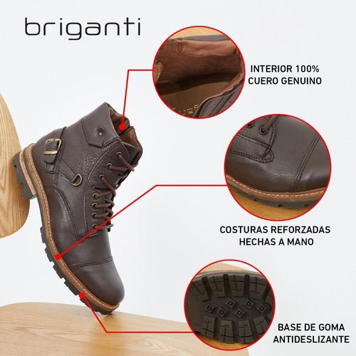 Imagen 8 de 10 de Borcego Bota Cuero Briganti Hombre Zapato Goma - Hcbo00917