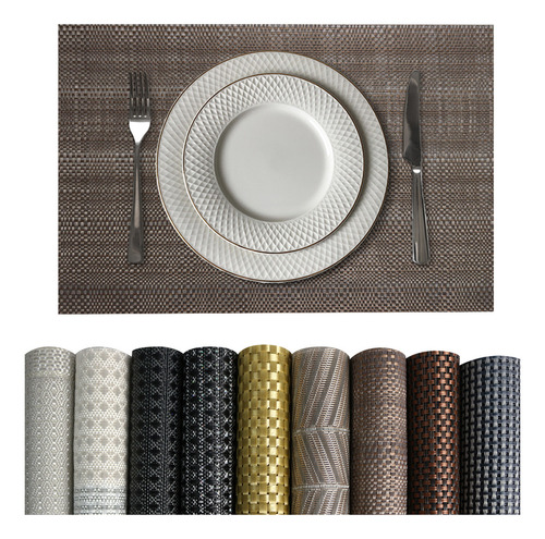 10 Jogo Americano Mesa Posta Luxo Impermeável Pvc Mz Meta Vr Cor M1 Chocolate Claro Escuro Marrom Café Terracota Metalico Mz Retangular