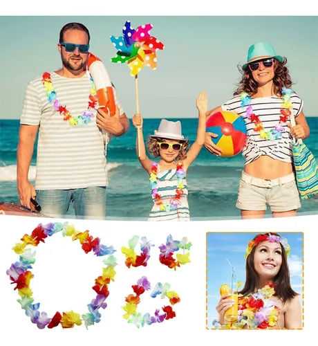 Collar Hawaiano Pack De 4 Cadenas Hawaianas De Flores - Collares Y Pulseras De Flores Para Fiestas Tropicales, Carnaval, Bodas En La Playa Y Accesorios De Verano Collar Hawaiano Pack De 4 Cadenas Hawaianas De Flores - Collares Y Pulseras De Flores Para Fiestas Tropicales, Carnaval, Bodas En La Playa Y Accesorios De Verano