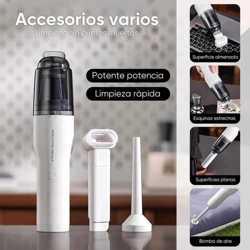 Aspiradora Inalámbrica ST XCQ-02 Portátil De Mano Para Auto Mini Automovil Carros 18kpa Con 2 Filtros Hepa Metálico Air Dusters Vacuum Cleaner Accesorios Aspiradora Color Blanco