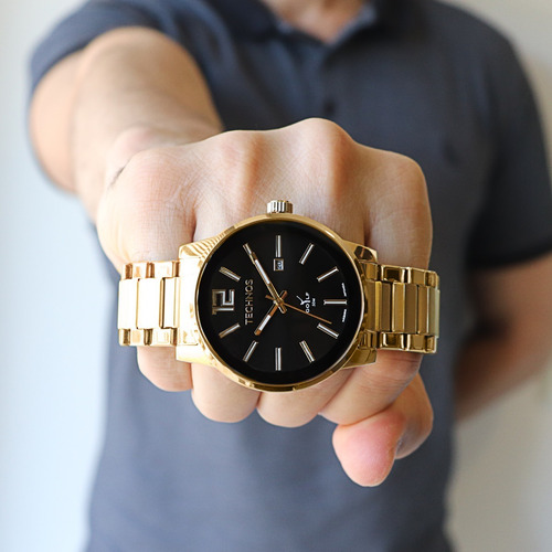 Relógio Masculino Technos Golf Dourado Redondo Ou Quadrado