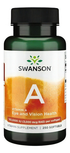 Swanson Vitamina A  3000mcg, 250 Caps Para Ojos Y Piel Sabor N/a
