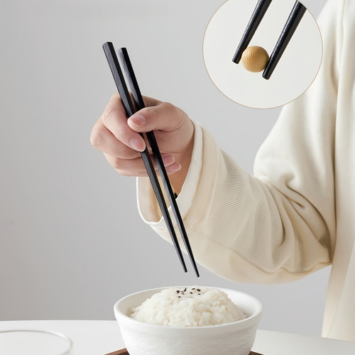 10 Pares De Palillos Chinos Reutilizables Palillos En Color Negros Para Comer, Restaurantes, Sushi