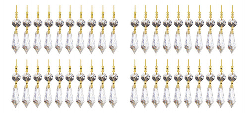 40 Piezas Colgantes De Candelabro Transparente En Forma De L