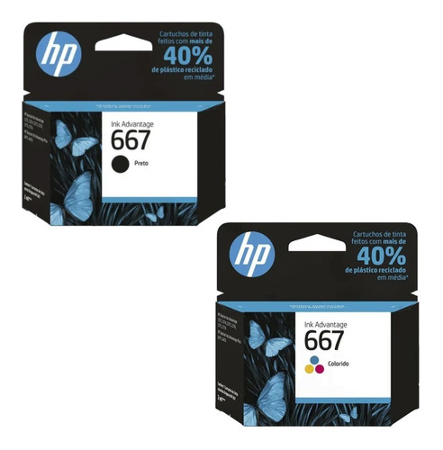 Kit Cartucho Hp 667 Preto E Color Deskjet 2374 2375 2376