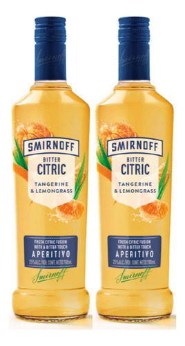 Vodka Smirnoff Bitter Citric Tangerine & Lemongrass 700ml X2