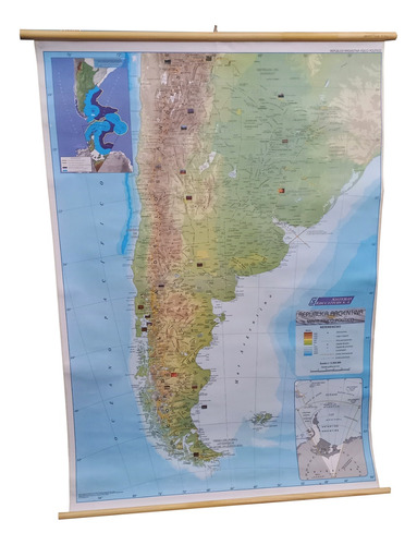 Mapa Mural Argentina (físico/político) Entelado 90 X 130 Cm
