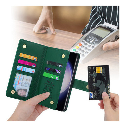 Jing Funda De Piel Tipo Cartera Con Cremallera Para Samsung