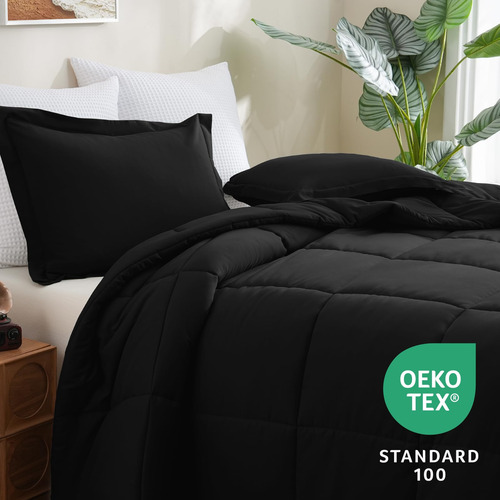 Juego De Edredón Cozylux Tamaño King Negro Con 1 Edredón Y 2
