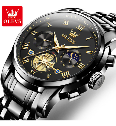 Reloj De Cuarzo Olevs Hollow Out Tourbillon Para Hombre Color Del Fondo Negro