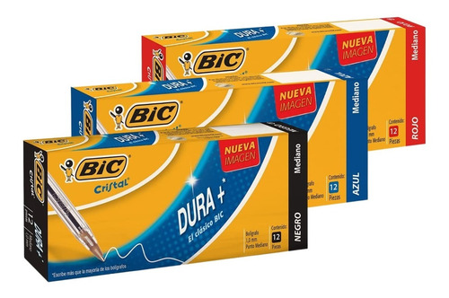 Kit Plumas Lapiceros Bic Dura+ Punto Mediano 1 Mm 36 Piezas 