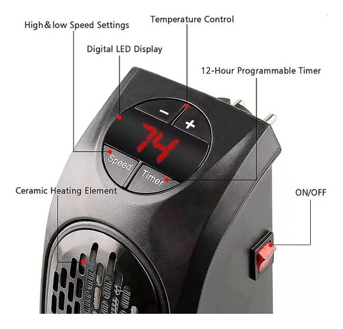 Mini Calefactor Portátil Eléctrico Handy Heater 400 Watts