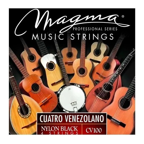 Encordado Cuatro Venezolano Cuerdas Nylon Negro Magma Cv100