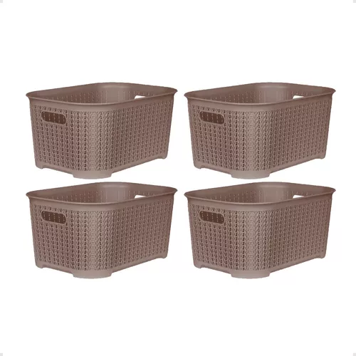 Canasto Organizador Plástico Rattan X4 Canastos 12 Lts