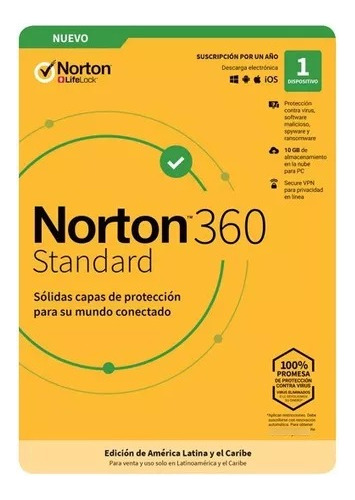 Licencia Norton 360 Standard 10gb Para 1 Dispositivo