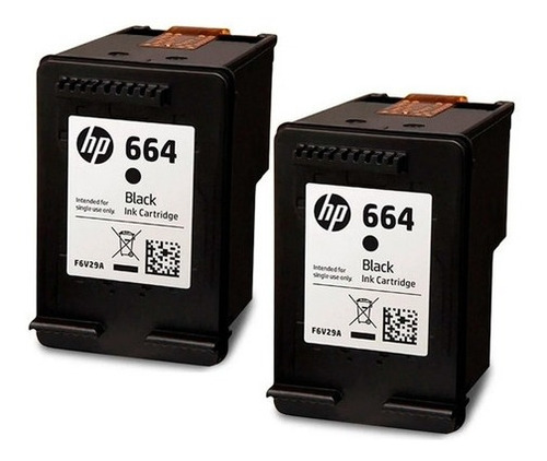 Combo 2 Cartuchos Hp 664 Tinta Original Negra F6v29al
