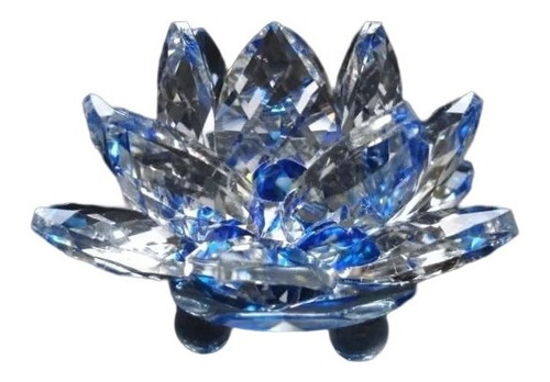 Flor De Lótus De Cristal Azul  9cm