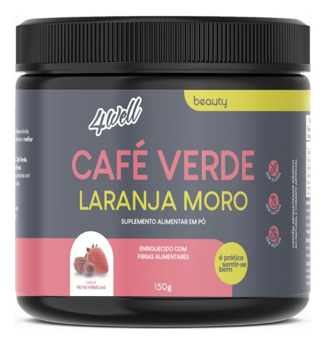 Café Verde + Laranja Moro Em Pó 4well 150g Frutas Vermelhas