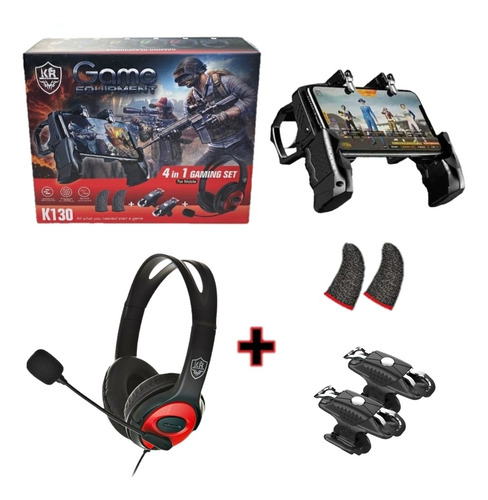 Gamepad 4 En 1 Con Gatillos Para Celular +fundas +audifonos