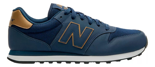 Tênis masculino New Balance 500 V2 cor azul/bege - adulto 7.5 US