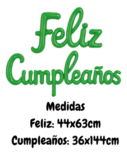 Globos Cursiva Feriz Cumpleaños Frase Sku790 Verde