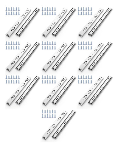 Corredera 35mm X 35cm Extensión Total 10 Pares Con Tornillos