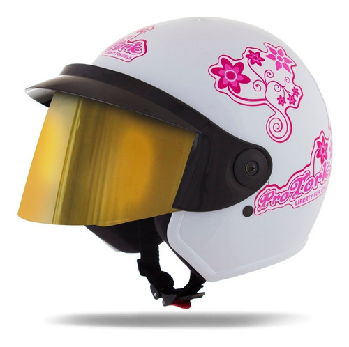 Capacete Feminino Com Viseira Dourada Pro Tork Liberty 3 Cor Branco Tamanho do capacete 56