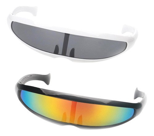 Paquete De 2 Gafas De Sol Futuristas Cyberpunk Visor Con Color Fix