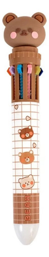 Bolígrafo Push Type Bear, 4 Lápices De Colores