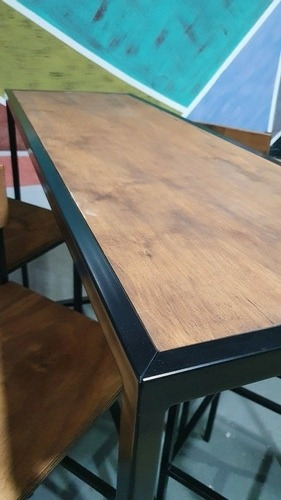 Mesa Barra Desayunador 120x40x105 Industrial Hierro Y Madera