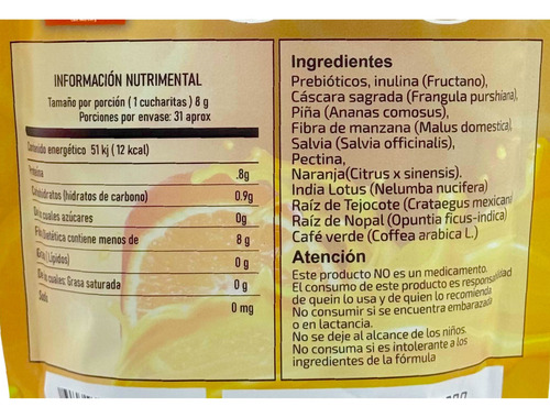 Bypass Fibra Sabor Naranja 250 G Bpri.