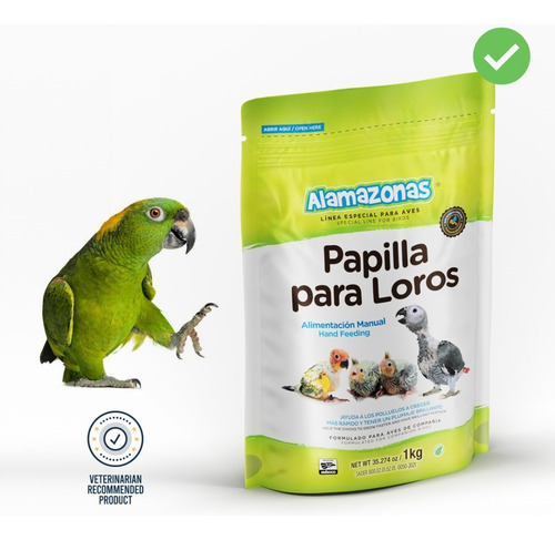 1 Papilla Para Loros Alamazonas 1kg + 1 Jeringa Latex 5ml