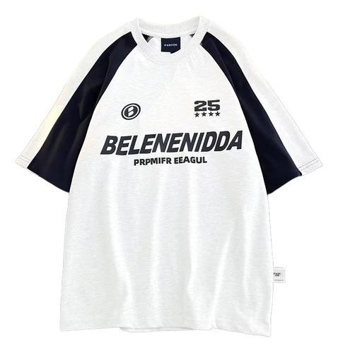 Camiseta Americana De Moto Con Cuello Redondo Y Manga Corta