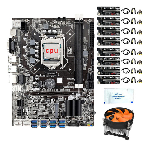 Placa Base Para Minería B75 De 8 Gpu+cpu+ventilador+grasa Té