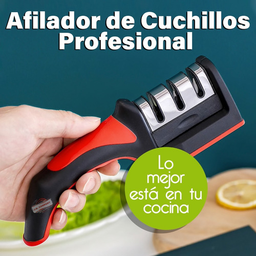Imagen 4 de 10 de Afilador De Cuchillos Cocina Ergonómico 3 Etapas Manual 4068