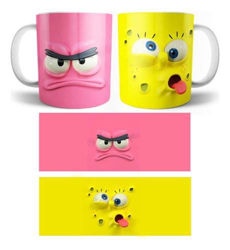 Pack Tazas Bob Esponja Y Patricio Diseños 3d