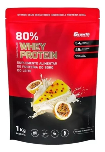 Suplemento em pó Growth Supplements  Whey Protein Concentrado proteína Whey Protein Concentrado sabor  mousse de maracujá em sachê de 1kg